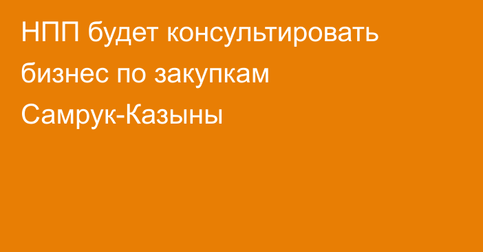 НПП будет консультировать бизнес по закупкам Самрук-Казыны