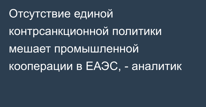 Отсутствие единой контрсанкционной политики мешает промышленной кооперации в ЕАЭС, - аналитик