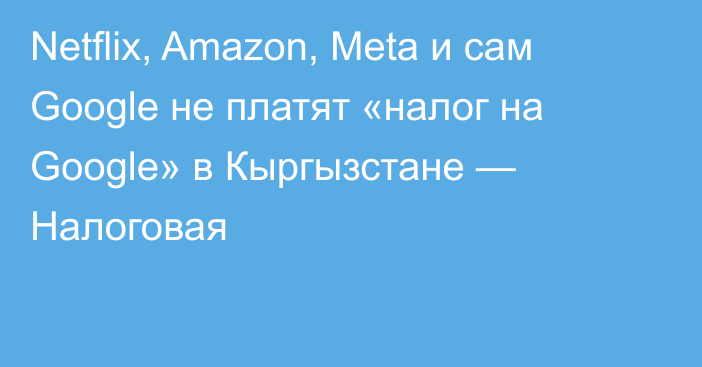 Netflix, Amazon, Meta и сам Google не платят «налог на Google» в Кыргызстане — Налоговая