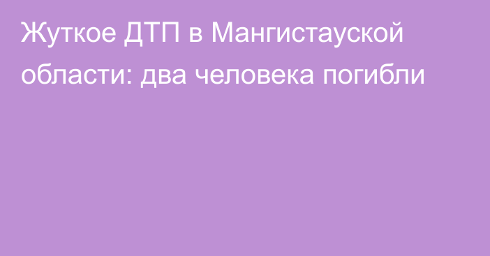 Жуткое ДТП в Мангистауской области: два человека погибли