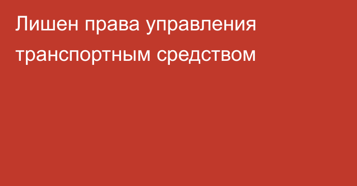 Лишен права управления транспортным средством