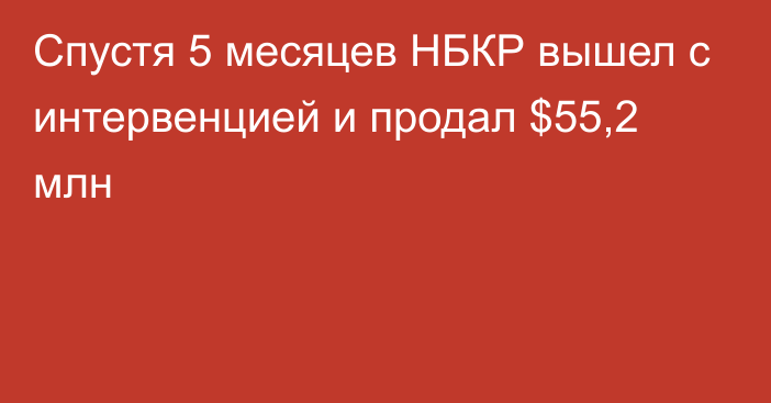 Спустя 5 месяцев НБКР вышел с интервенцией и продал $55,2 млн