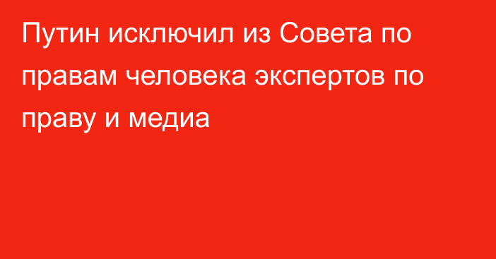 Путин исключил из Совета по правам человека экспертов по праву и медиа