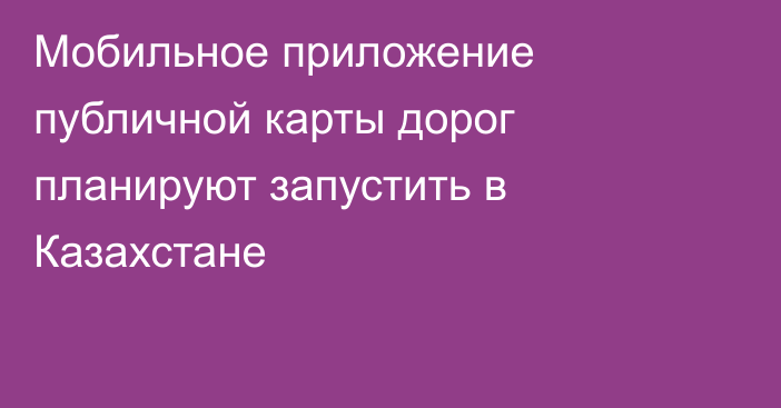 Мобильное приложение публичной карты дорог планируют запустить в Казахстане