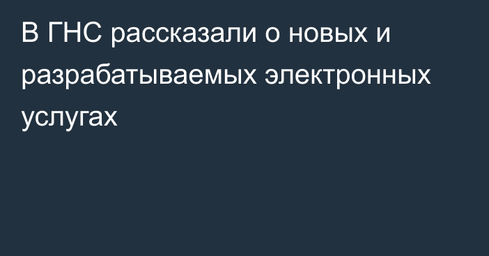 В ГНС рассказали о новых и разрабатываемых электронных услугах