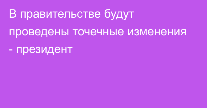 В правительстве будут проведены точечные изменения - президент