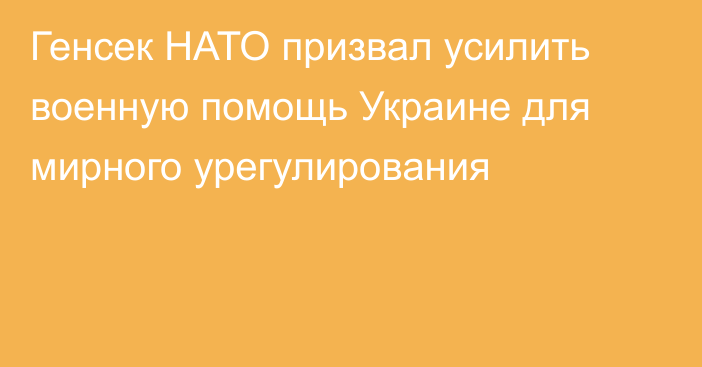 Генсек НАТО призвал усилить военную помощь Украине для мирного урегулирования