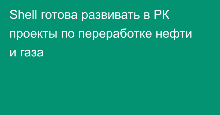 Shell готова развивать в РК проекты по переработке нефти и газа