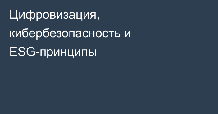 Цифровизация, кибербезопасность и ESG-принципы