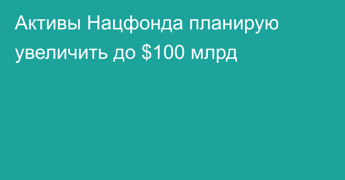 Активы Нацфонда планирую увеличить до $100 млрд