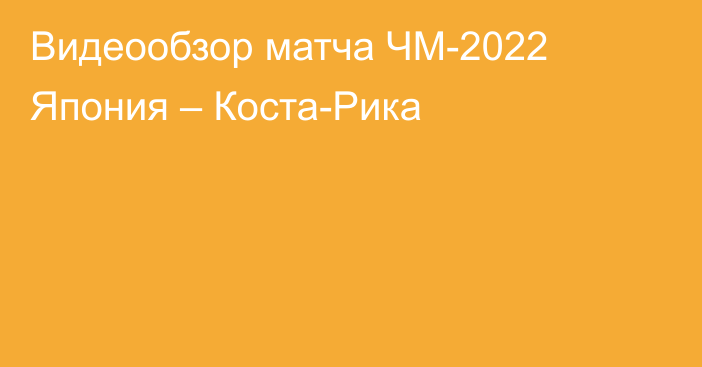 Видеообзор матча ЧМ-2022 Япония – Коста-Рика