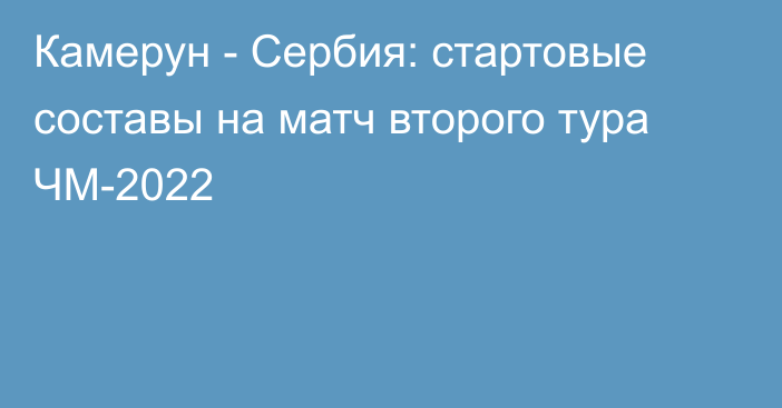 Камерун - Сербия: стартовые составы на матч второго тура ЧМ-2022