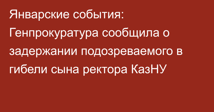 Январские события: Генпрокуратура сообщила о задержании подозреваемого в гибели сына ректора КазНУ