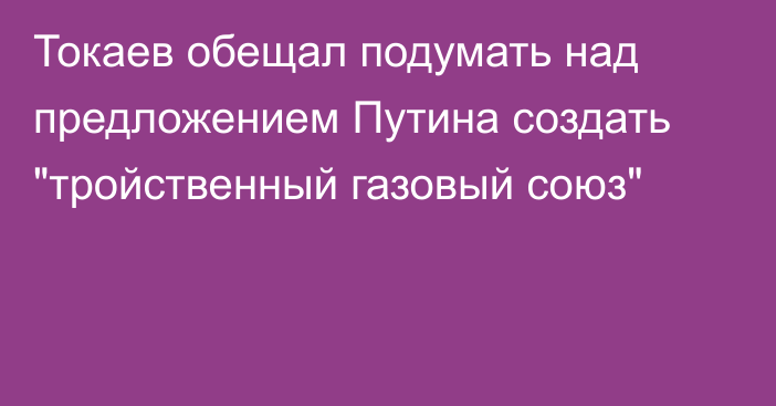 Токаев обещал подумать над предложением Путина создать 