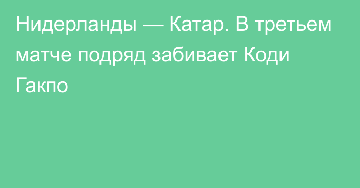 Нидерланды — Катар. В третьем матче подряд забивает Коди Гакпо