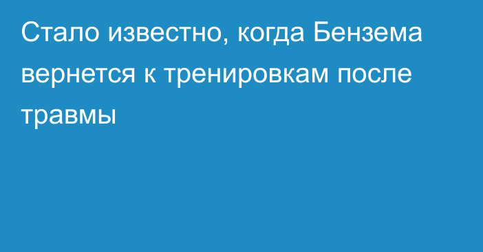 Стало известно, когда Бензема вернется к тренировкам после травмы