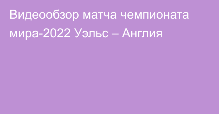 Видеообзор матча чемпионата мира-2022 Уэльс – Англия