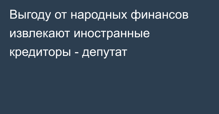 Выгоду от народных финансов извлекают иностранные кредиторы - депутат