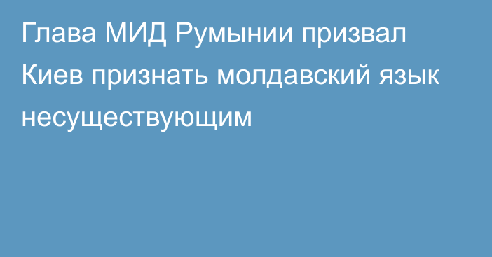 Глава МИД Румынии призвал Киев признать молдавский язык несуществующим