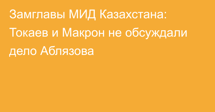 Замглавы МИД Казахстана: Токаев и Макрон не обсуждали дело Аблязова