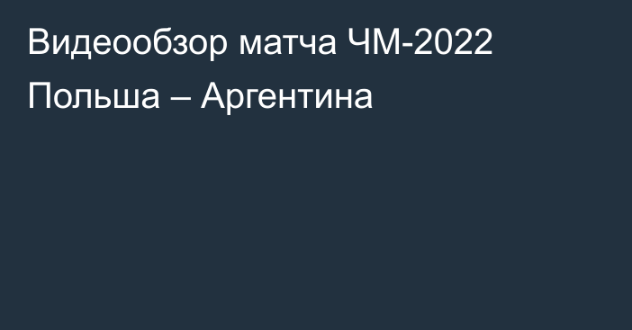 Видеообзор матча ЧМ-2022 Польша – Аргентина