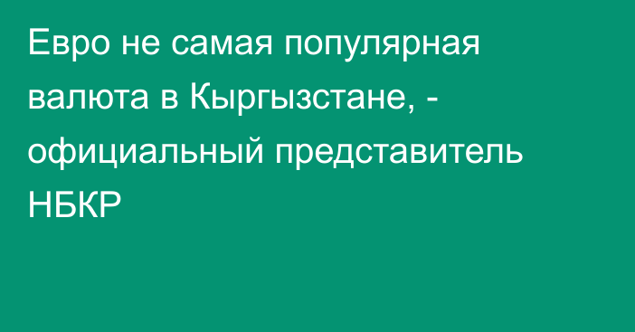 Евро не самая популярная валюта в Кыргызстане, - официальный представитель НБКР