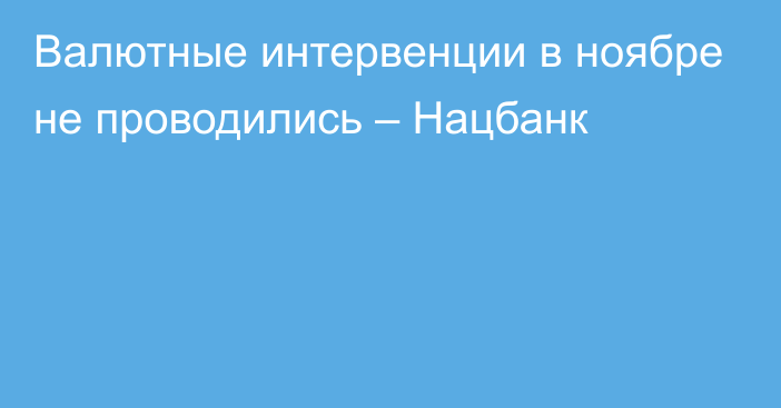 Валютные интервенции в ноябре не проводились – Нацбанк