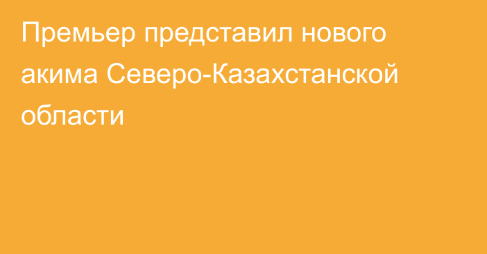 Премьер представил нового акима Северо-Казахстанской области