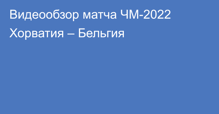 Видеообзор матча ЧМ-2022 Хорватия – Бельгия