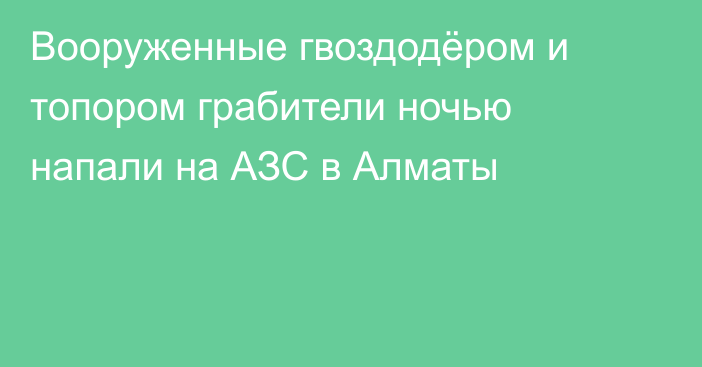 Вооруженные гвоздодёром и топором грабители ночью напали на АЗС в Алматы