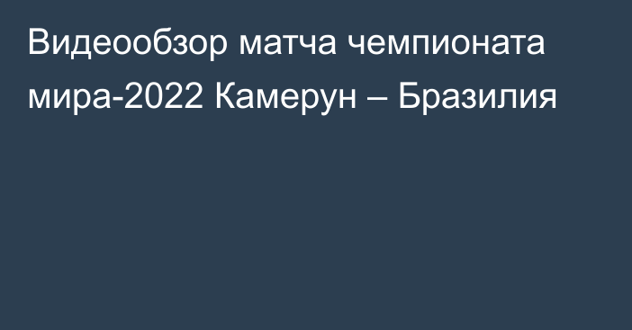 Видеообзор матча чемпионата мира-2022 Камерун – Бразилия