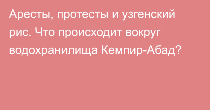 Аресты, протесты и узгенский рис. Что происходит вокруг водохранилища Кемпир-Абад?