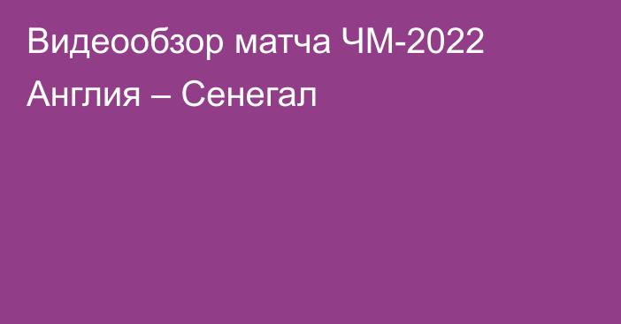 Видеообзор матча ЧМ-2022 Англия – Сенегал