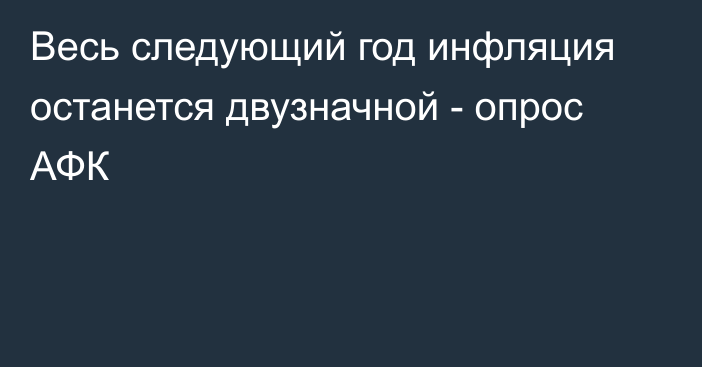 Весь следующий год инфляция останется двузначной - опрос АФК