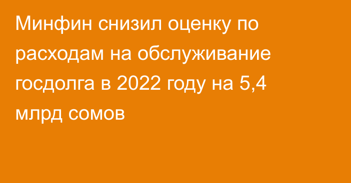 Минфин снизил оценку по расходам на обслуживание госдолга в 2022 году на 5,4 млрд сомов