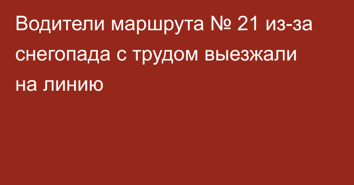 Водители маршрута № 21 из-за снегопада с трудом выезжали на линию