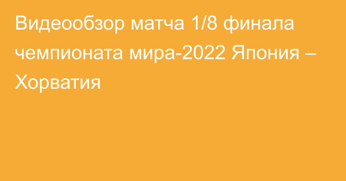 Видеообзор матча 1/8 финала чемпионата мира-2022 Япония – Хорватия