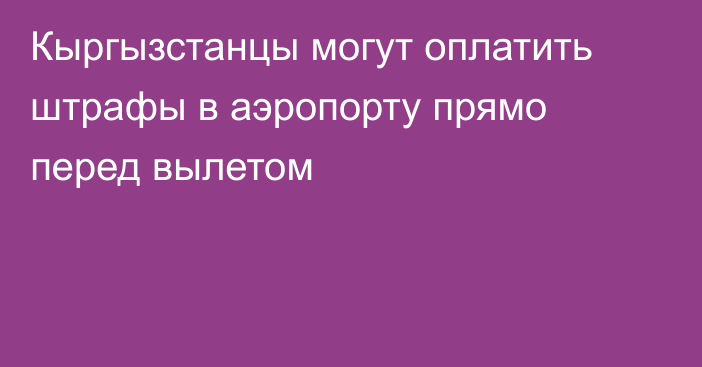 Кыргызстанцы могут оплатить штрафы в аэропорту прямо перед вылетом