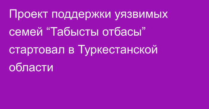 Проект поддержки уязвимых семей “Табысты отбасы” стартовал в Туркестанской области