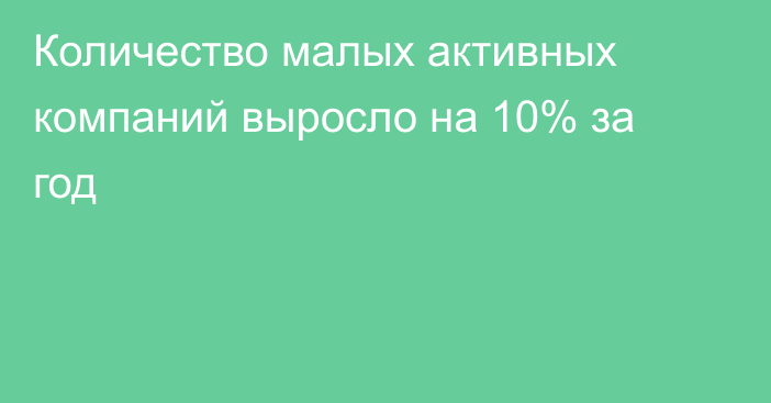 Количество малых активных компаний выросло на 10% за год