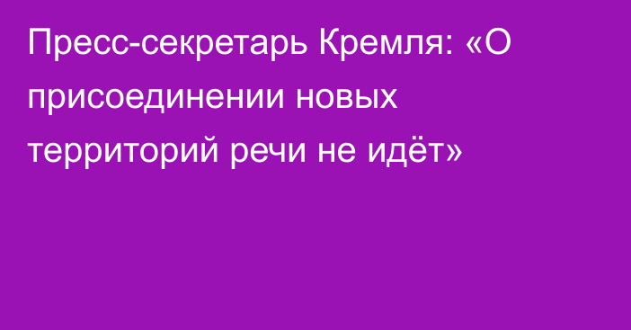 Пресс-секретарь Кремля: «О присоединении новых территорий речи не идёт»