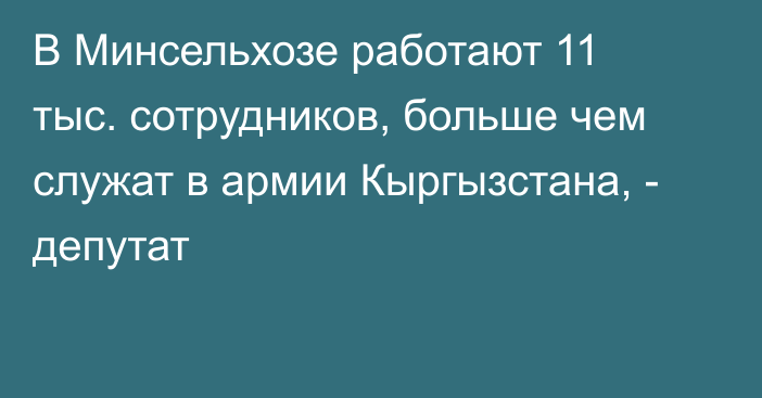 В Минсельхозе работают 11 тыс. сотрудников, больше чем служат в армии Кыргызстана, - депутат