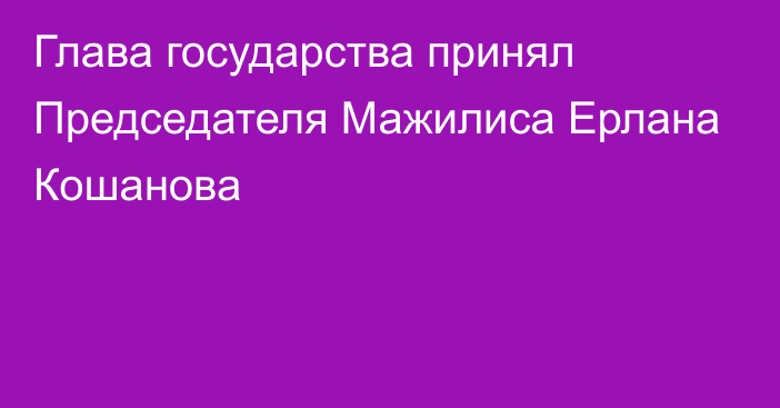 Глава государства принял Председателя Мажилиса  Ерлана Кошанова