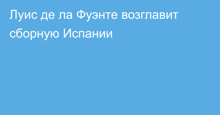 Луис де ла Фуэнте возглавит сборную Испании