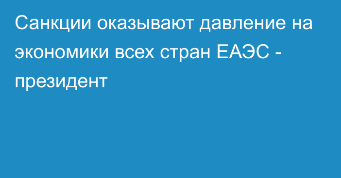 Санкции оказывают давление на экономики всех стран ЕАЭС - президент