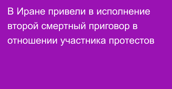 В Иране привели в исполнение второй смертный приговор в отношении участника протестов