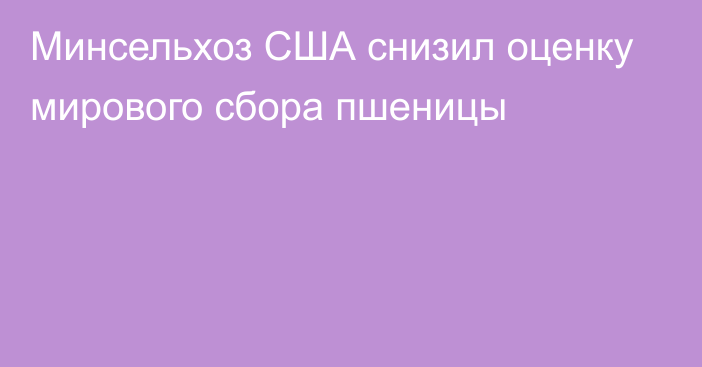 Минсельхоз США снизил оценку мирового сбора пшеницы