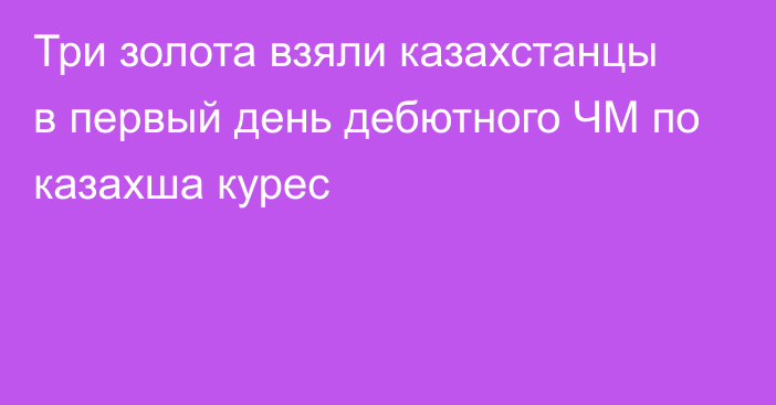 Три золота взяли казахстанцы в первый день дебютного ЧМ по казахша курес