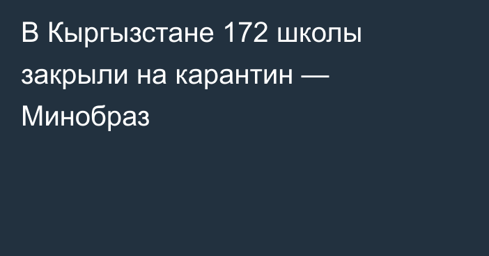 В Кыргызстане 172 школы закрыли на карантин — Минобраз