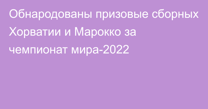 Обнародованы призовые сборных Хорватии и Марокко за чемпионат мира-2022